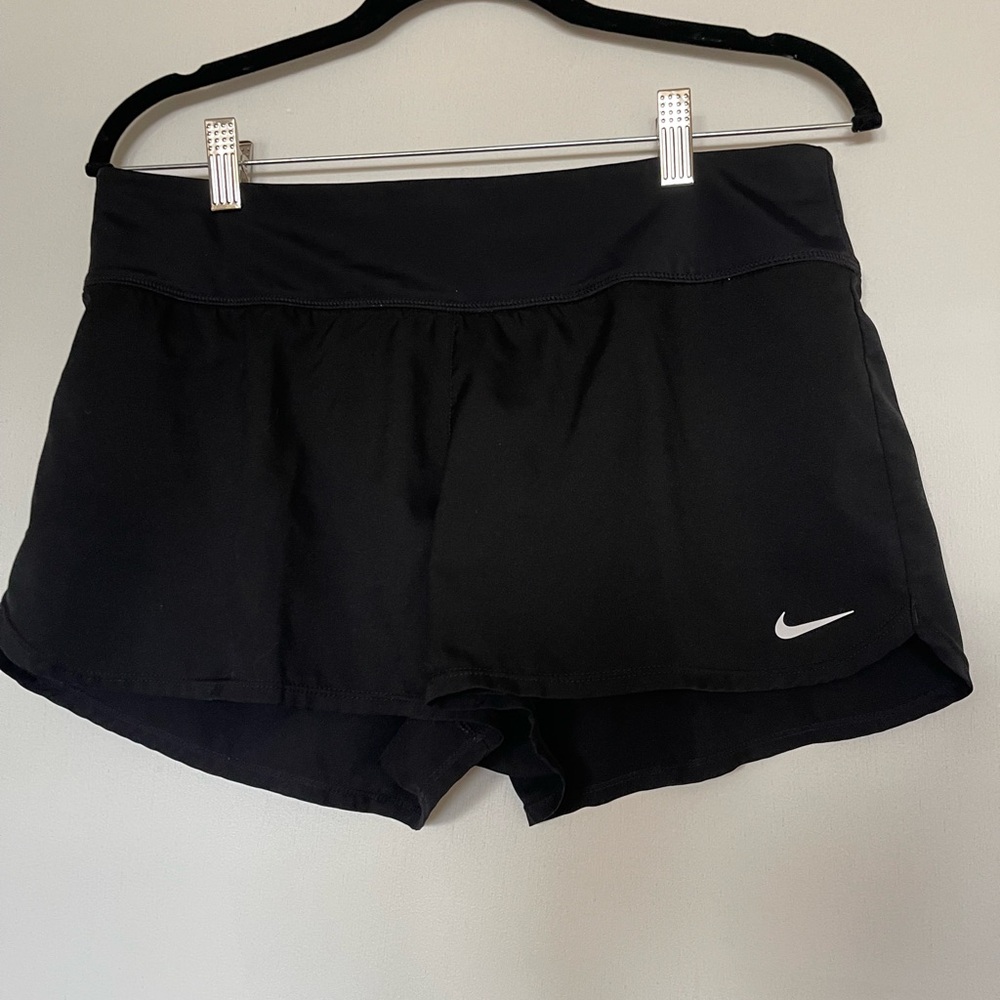 Nike Black Women's 2-in-1 Athletic Shorts with Swoosh